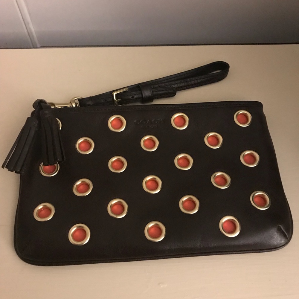 Rare! Coach leather grommet wristlet